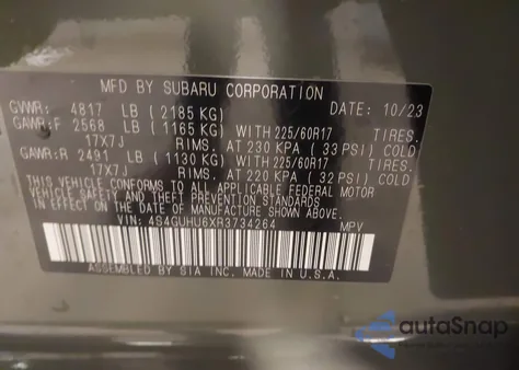 2024 Subaru Crosstrek Wilderness z USA, uszkodzony, nr VIN 4S4GUHU6XR3734264